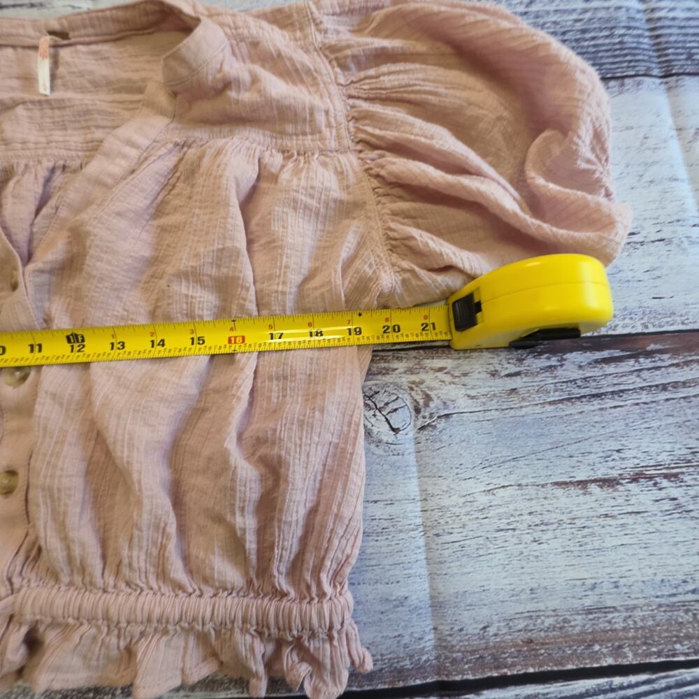 Free People Blush Pink Button-Front Peasant Blouse - Picture 7 of 10
